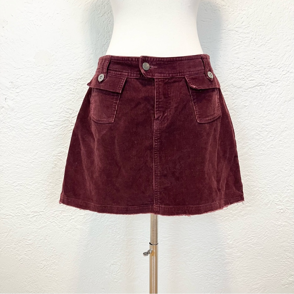 Patagonia Skirt Corduroy Brown Burgundy Raw Hem 6